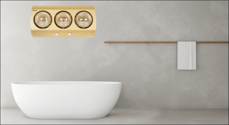 Đèn sưởi 3 bóng Kangaroo KGWH3G giúp giữ cho phòng tắm ấm áp, khô ráo