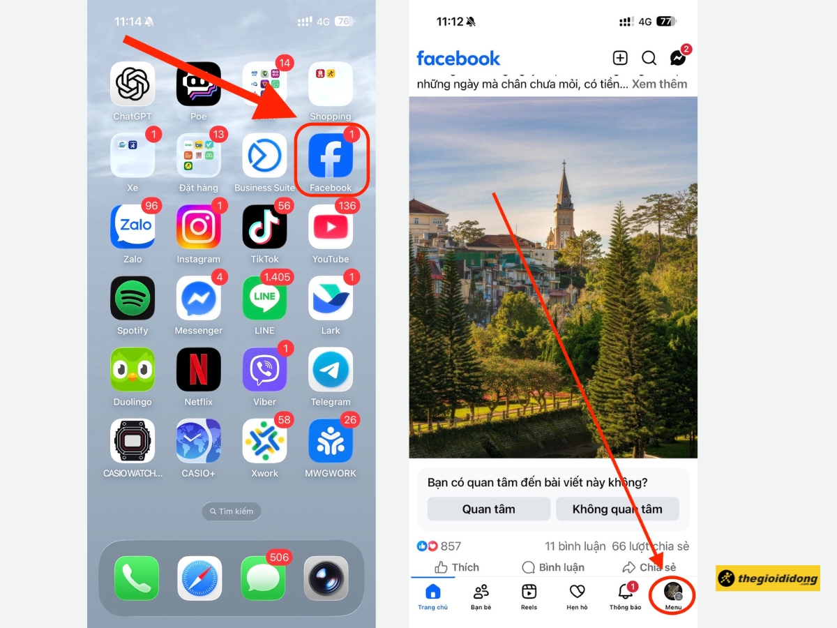 Nhấn v&agrave;o biểu tượng Menu c&oacute; h&igrave;nh 3 dấu gạch ngang
