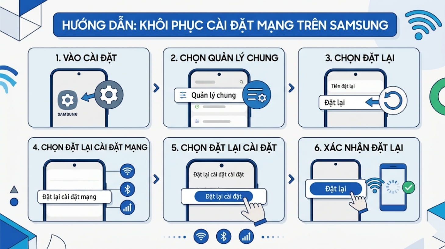Cách khôi phục cài đặt mạng trên điện thoại Samsung Cách khôi phục cài đặt mạng trên điện thoại Samsung