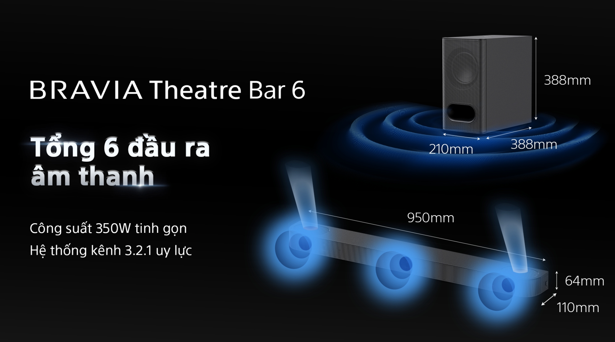 Sony HT-B600 trang bị loa 3.1.2 kênh, subwoofer không dây, S-Force PRO, lý tưởng cho tivi 43-55 inch