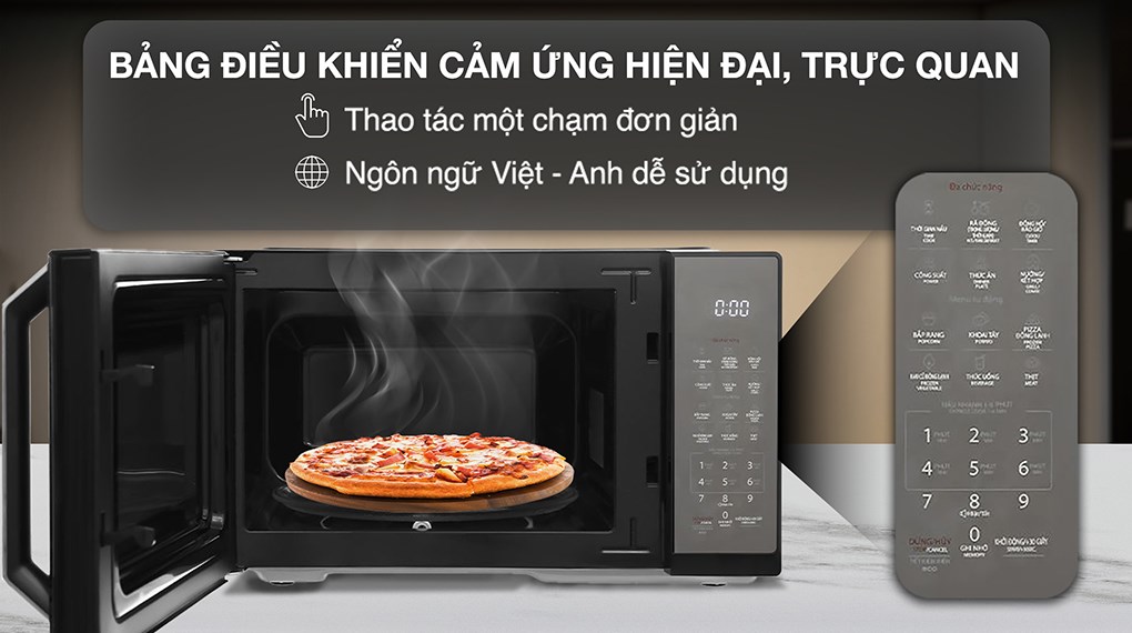 Lò vi sóng có nướng Toshiba MW3-EG26PE(BM)VN 26 lít sở hữu bảng điều khiển cảm ứng kèm màn hình hiển thị rõ nét
