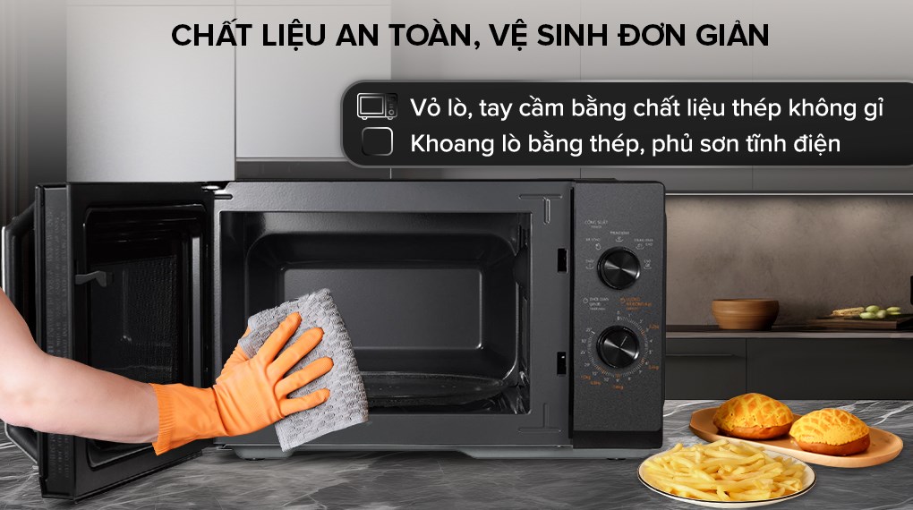 Bạn có thể dễ dàng vệ sinh lò vi sóng Toshiba MW3-MM25PE(BK) 25 lít