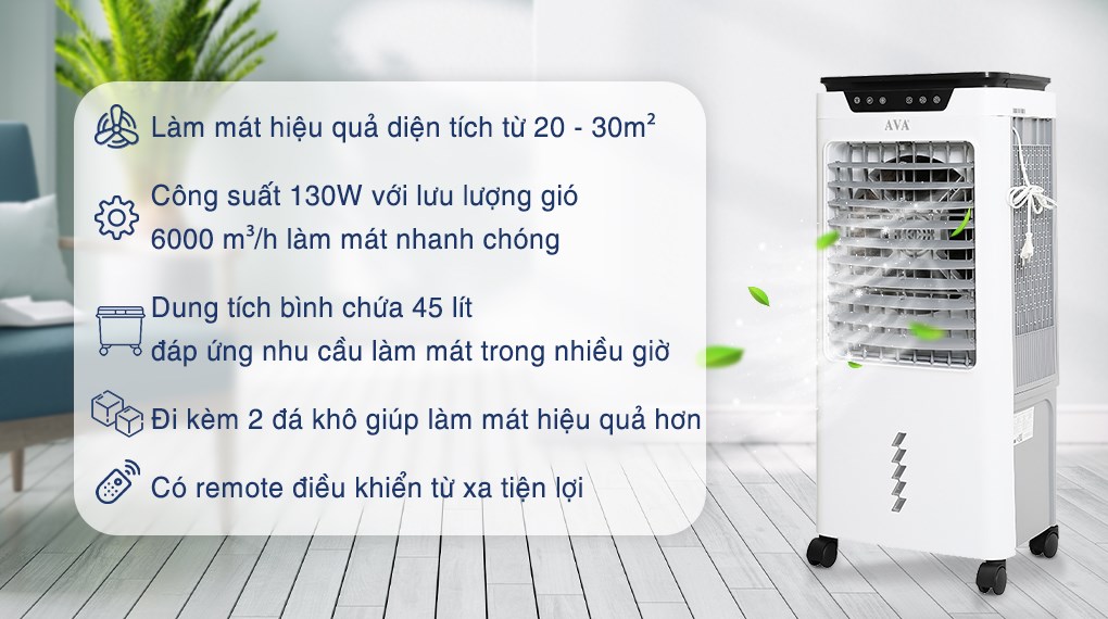 Dùng quạt điều hòa AVA RPD-80 130W đúng cách: chọn nơi thoáng, vệ sinh định kỳ, dùng nước sạch