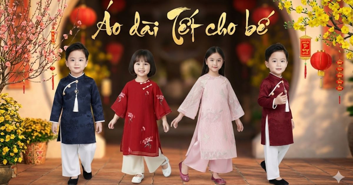 Top 4 mẫu áo dài cho bé gái, bé trai đón Tết 2026 cực xinh xắn