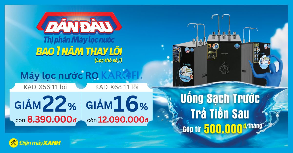 Dẫn đầu thị phần máy lọc nước Karofi - Ưu đãi cực sốc, trả góp từ 500K/tháng