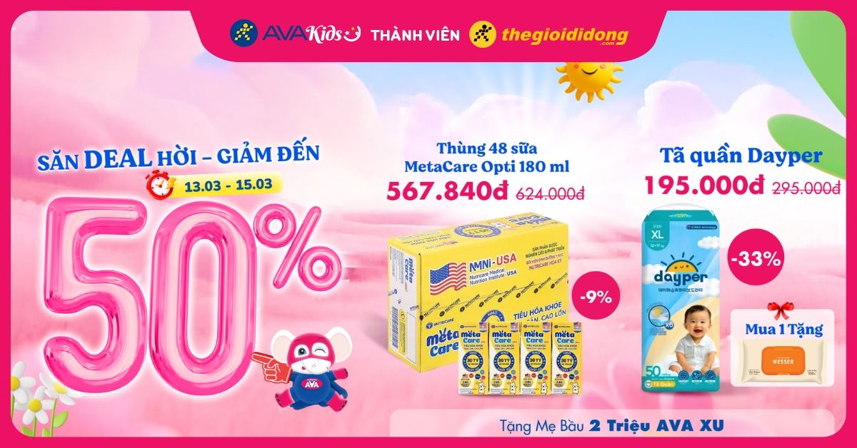 (13/03 - 15/03) AVAKids khuyến mãi cuối tuần - DEAL SỐC, GIÁ SIÊU HỜI
