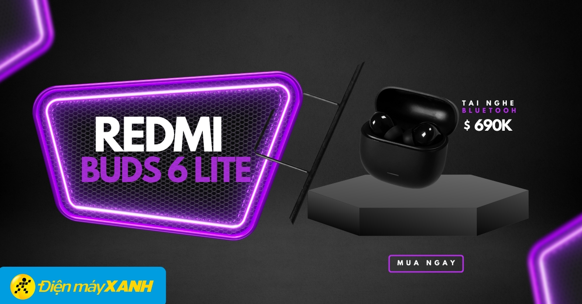 Tai nghe Redmi Buds 6 Lite mới ra mắt chống ồn tuyệt đỉnh, pin trâu 38 giờ