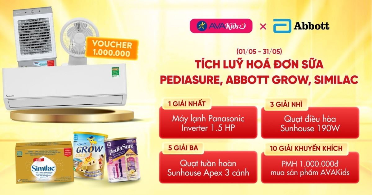 Tích luỹ hoá đơn Sữa Pediasure, Aboott Grow, Similac nhận Máy lạnh