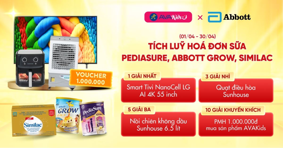 Tích luỹ hoá đơn Pediasure, Abottt Grow, Similac nhận ngay Smart Tivi NanoCell LG AI 4K 55 inch