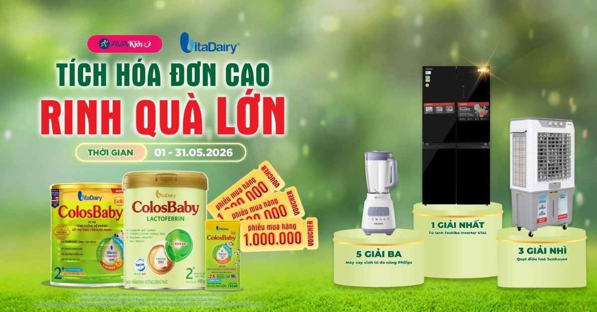 (01/05 - 31/05) TÍCH HOÁ ĐƠN CAO RINH QUÀ LỚN CÙNG COLOSBABY, OGGI
