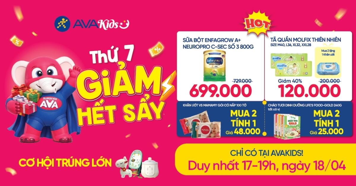 (Duy nhất 18/04) EVENT CUỐI TUẦN TẠI AVAKIDS THỨ 7 - GIẢM HẾT SẨY
