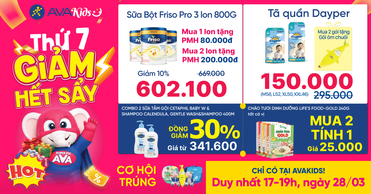 (Duy nhất 28/03) EVENT CUỐI TUẦN TẠI AVAKIDS THỨ 7 - GIẢM HẾT SẨY