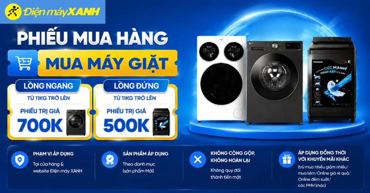 Tặng PMH Máy giặt lên đến 700k khi mua Tivi, Tủ lạnh, Máy lạnh