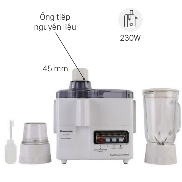 Máy xay ép đa năng Panasonic MJ-M176PWRA - 1 lít, Trắng, Malaysia