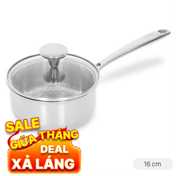 Quánh inox 3 lớp nguyên khối 16 cm Green Cook GCS235-16IH
