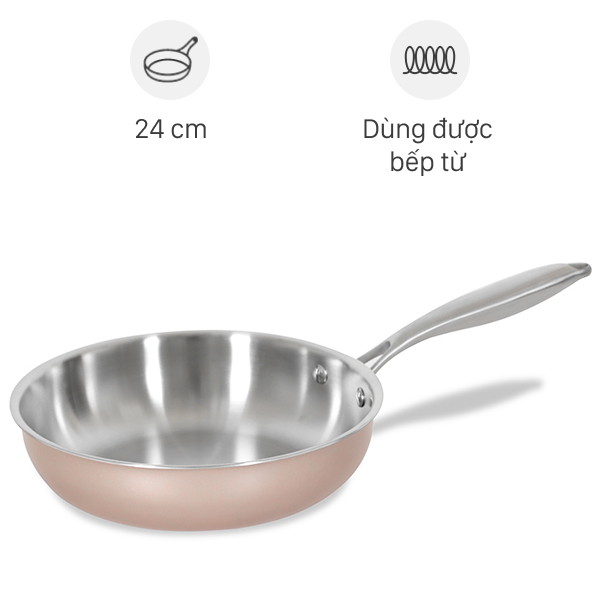 Chảo inox nguyên khối sâu đáy từ 24 cm Green Cook GCP245-24IH