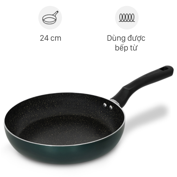 Chảo nhôm chống dính vân đá đáy từ 24 cm Sunhouse Eco SHM24X