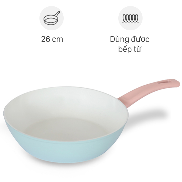 Chảo nhôm sâu chống dính đáy từ 26 cm Delites RFD1026-3