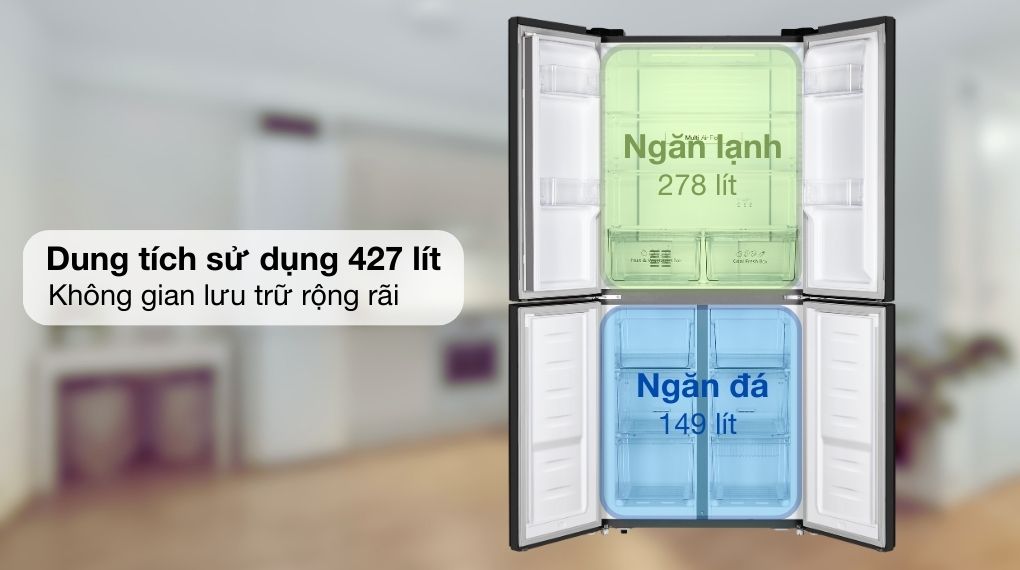  Tủ lạnh Hisense Inverter 427 lít Multi Door RQ519N4EBU - Dung tích sử dụng