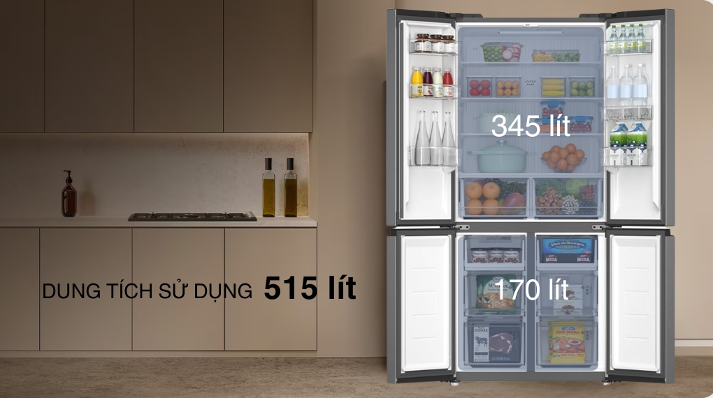 Tủ lạnh Toshiba Inverter 515 lít Multi Door GR-RF677WI-PMV(06)-MG - Dung tích tủ