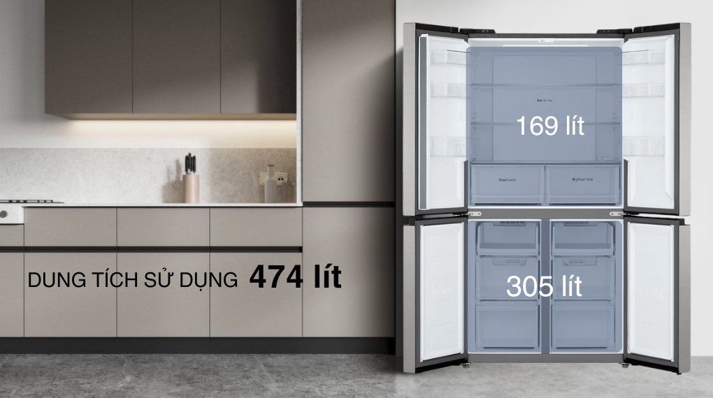 Tủ lạnh LG Inverter 474 lít Multi Door LFB47SVM - Dung tích tủ