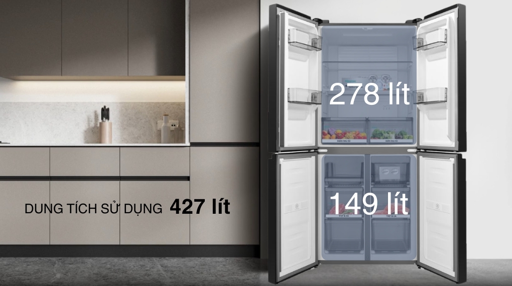 Tủ lạnh Hisense Inverter 427 lít Multi Door RQ559N4EBU - Dung tích