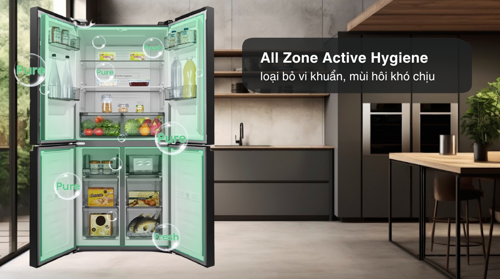 Tủ lạnh Hisense Inverter 427 lít Multi Door RQ559N4EBU - Công nghệ kháng khuẩn khử mùi