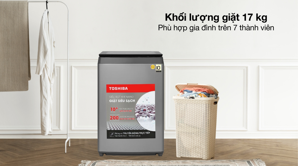 Khối lượng giặt - Máy giặt Toshiba Inverter 17 kg AW-DUN1800MV(SG)