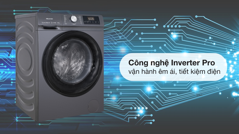 Máy giặt Hisense Inverter 10.5 kg WF105N1 - Động cơ và công nghệ tiết kiệm điện