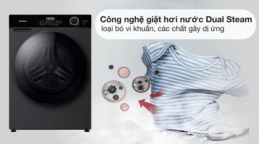 Máy giặt sấy Hisense Inverter giặt 10.5 kg - sấy 7 kg WD105M3 - Công nghệ giặt đặc biệt