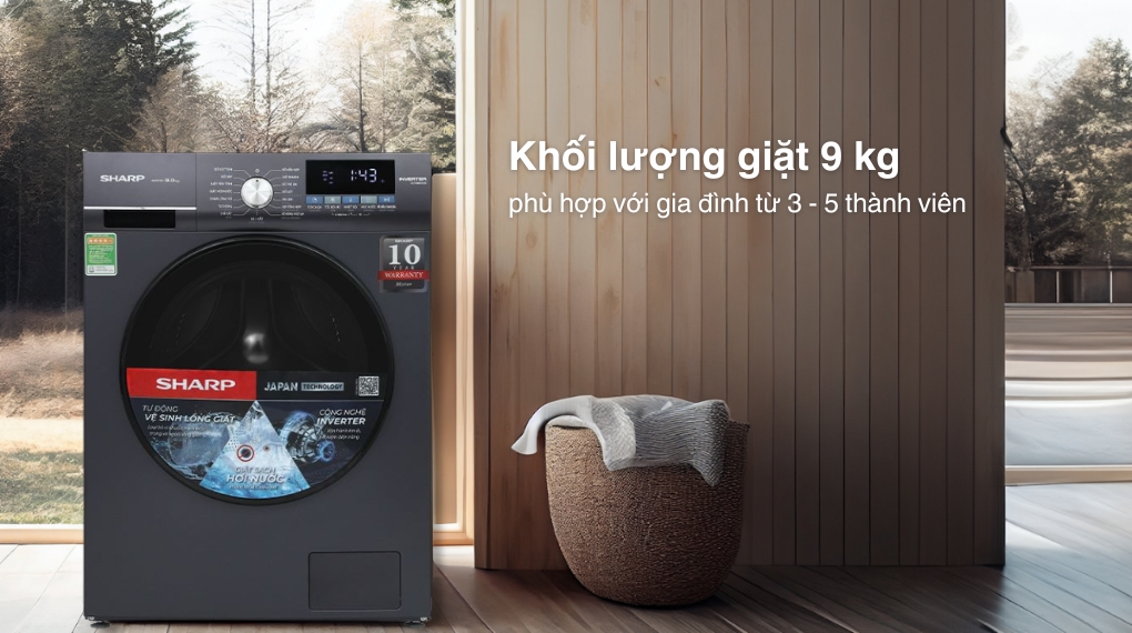 Máy giặt Sharp Inverter 9 kg ES-FM90CB-SB - Khối lượng giặt và chương trình