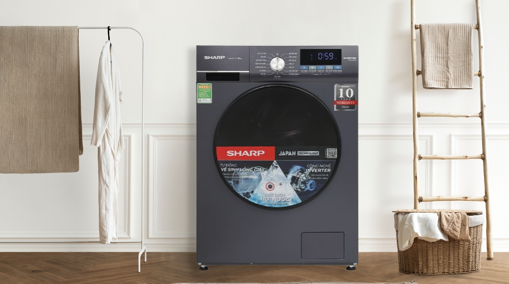 Máy giặt Sharp Inverter 11 kg ES-FM110CB-SB - Thiết kế