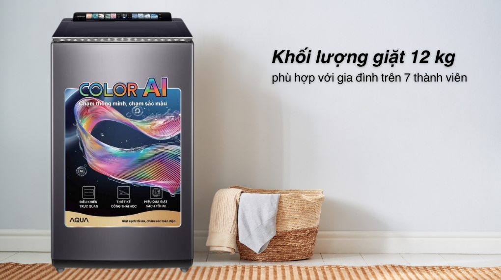Máy giặt Aqua Inverter 12 kg AWM12-BSR1K(BU) - Khối lượng giặt và chương trình