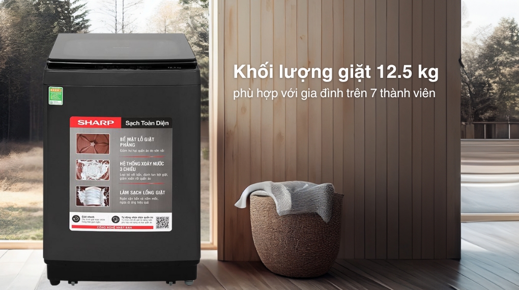 Máy giặt Sharp 12.5 kg ES-TM125CN-MR - Khối lượng giặt và chương trình Máy giặt Sharp 12.5 kg ES-TM125CN-MR - Khối lượng giặt và chương trình