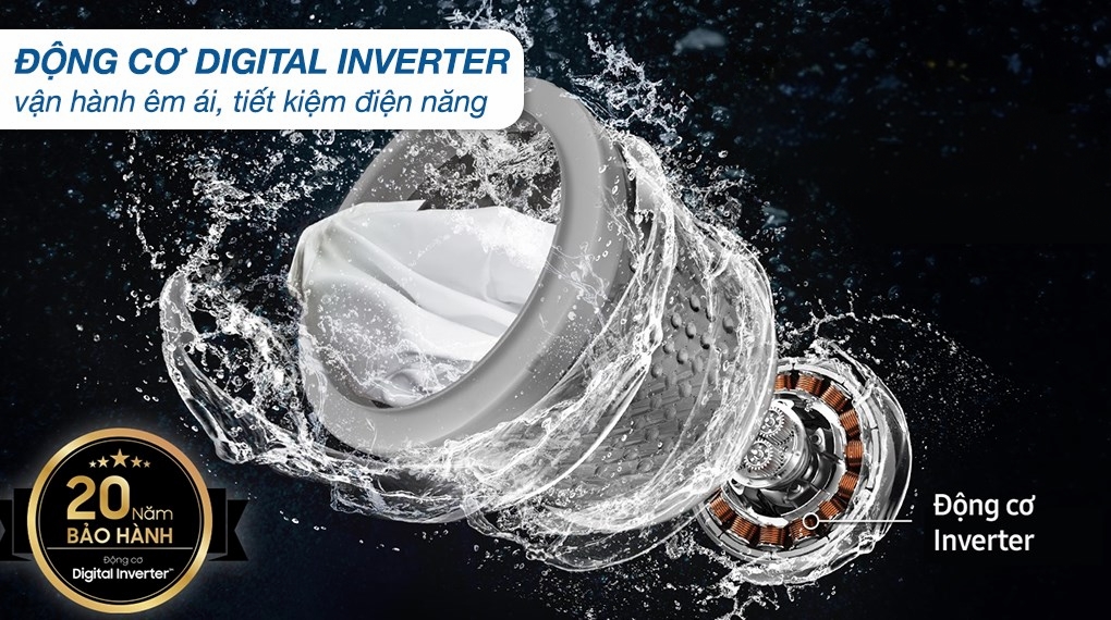 Máy giặt Samsung Bespoke AI EcoBubble Inverter 10 kg WW10DB7U34GBSV - Công nghệ tiết kiệm điện