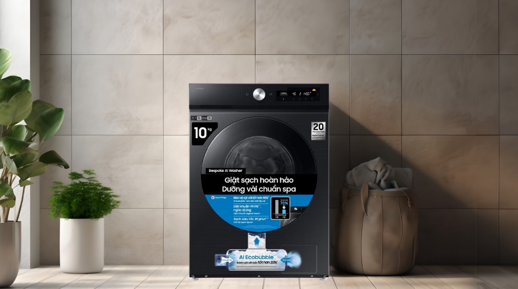 Máy giặt Samsung Bespoke AI EcoBubble Inverter 10 kg WW10DB7U34GBSV - Thiết kế