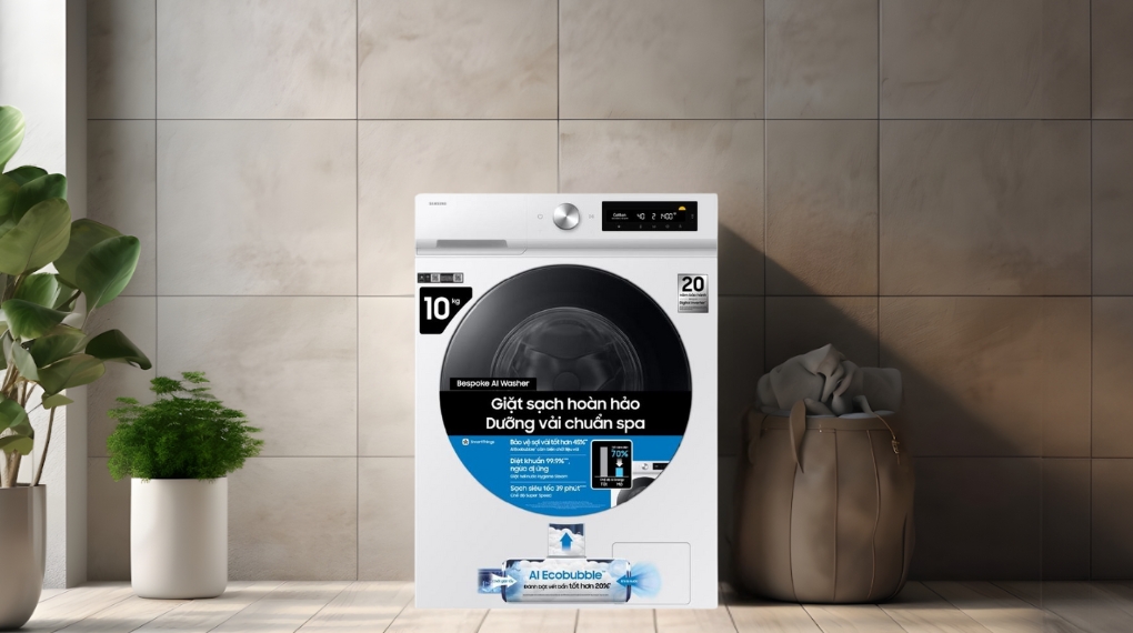 Máy giặt Samsung Bespoke AI EcoBubble Inverter 10 kg WW10DB7U34GWSV - Thiết kế