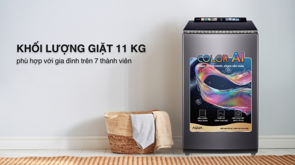 Máy giặt Aqua Inverter 11 kg AWM11-BSR1K(BU) - Khối lượng giặt