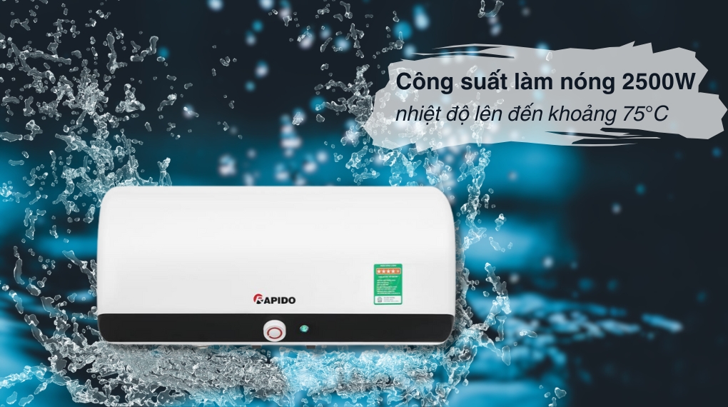 Máy nước nóng gián tiếp Rapido 20 lít 2500W HE 20L - Đặc điểm làm nóng