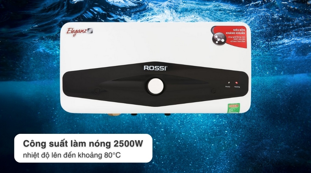 Máy nước nóng gián tiếp Rossi Eleganz-C 20 lít 2500W REC20SL - Đặc điểm làm nóng