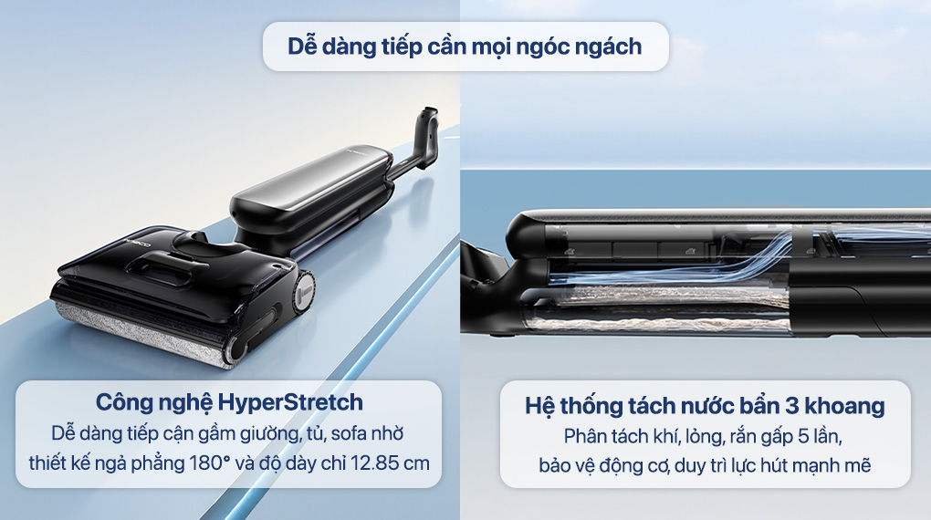 Máy hút bụi lau nhà Tineco Floor One S9 Artist FW2C0200ID - Thiết kế gập phẳng 180°