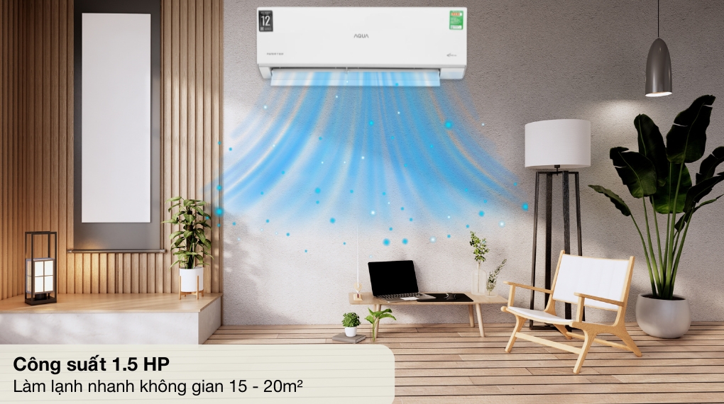 Máy lạnh AQUA Inverter 1.5 HP AQA-RUV13RB3 - Diện tích phòng Máy lạnh AQUA Inverter 1.5 HP AQA-RUV13RB3 - Diện tích phòng