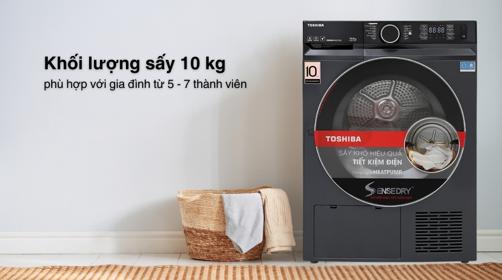 Máy sấy bơm nhiệt Toshiba 10 kg TD-BP110GHV(MG) - Khối lượng giặt