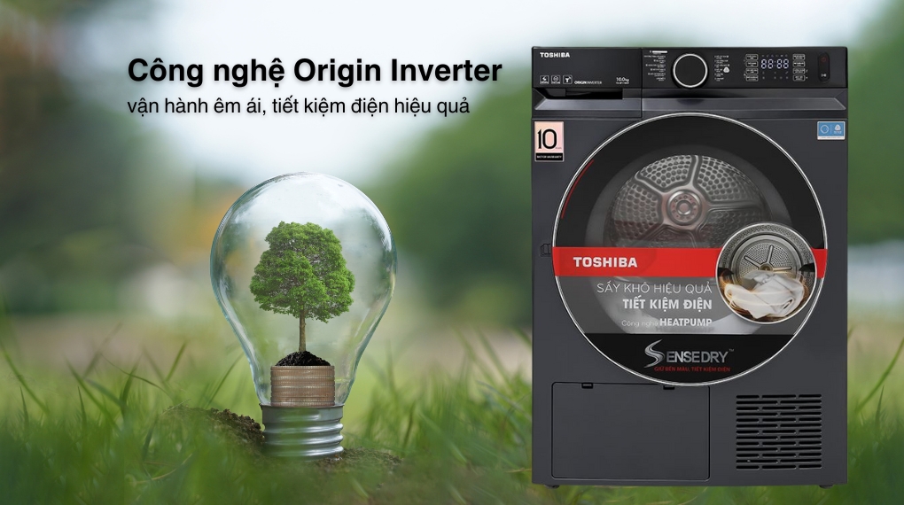 Máy sấy bơm nhiệt Toshiba 10 kg TD-BP110GHV(MG) - Công nghệ tiết kiệm điện
