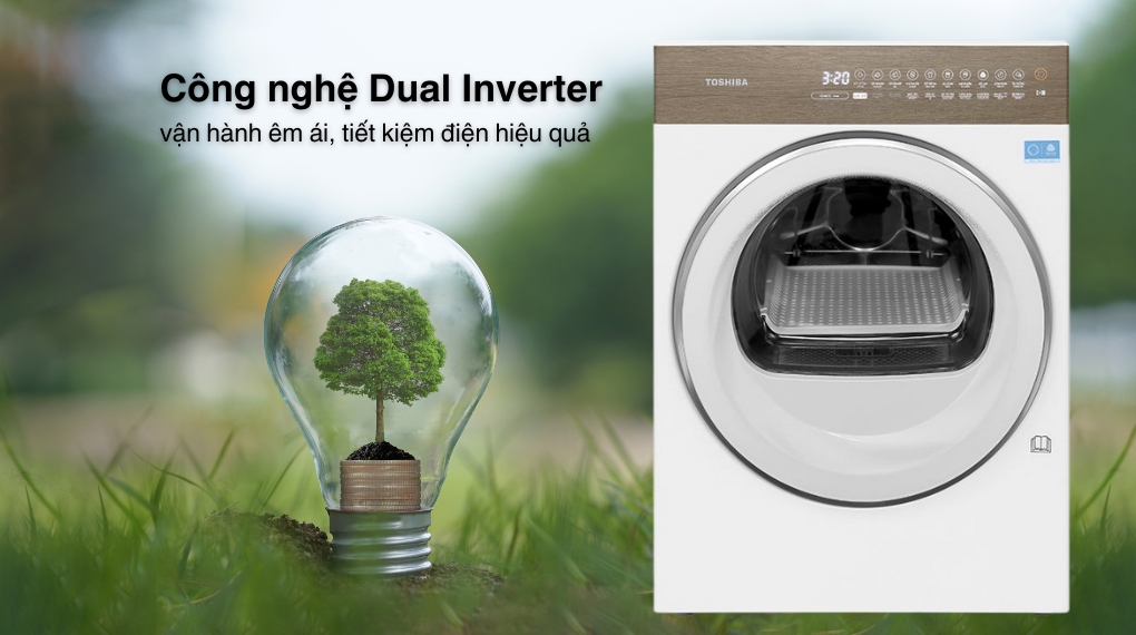 Máy sấy bơm nhiệt Toshiba 8 kg TD-T37BS90HWV(WT) - Dual Inverter