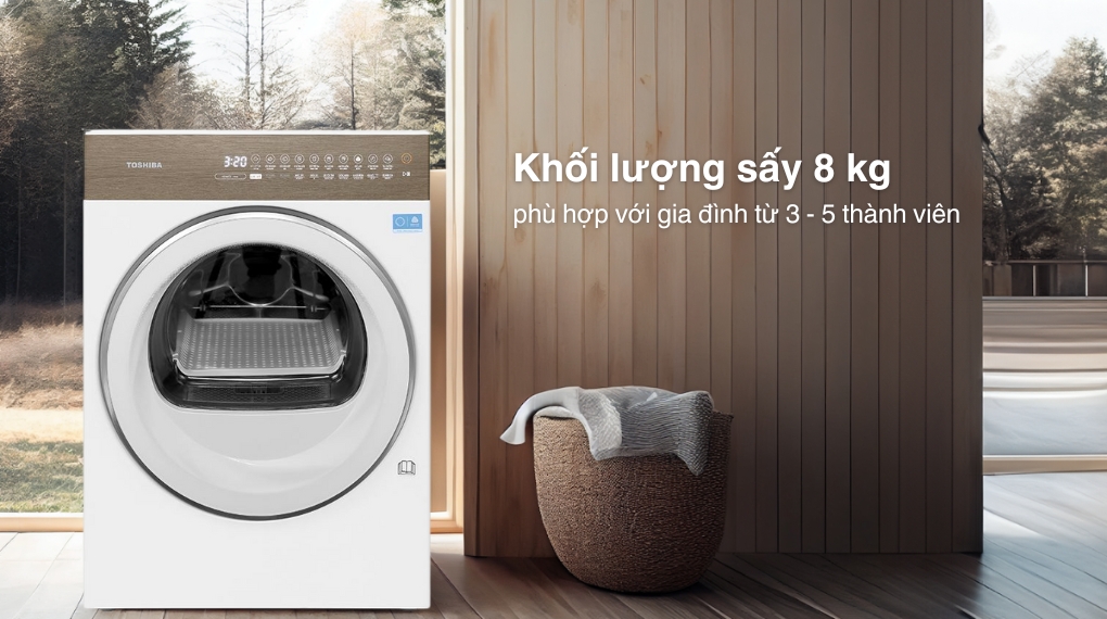 Máy sấy bơm nhiệt Toshiba 8 kg TD-T37BS90HWV(WT) - Khối lượng