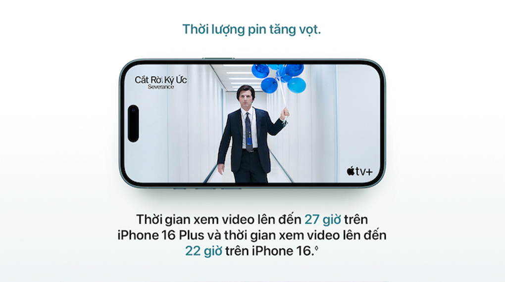 iPhone 16 128GB - Dung lượng pin (Nguồn: Apple.com)