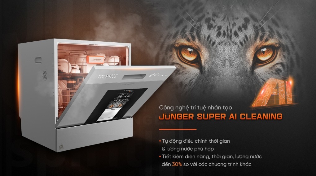 Máy rửa chén độc lập Junger Leopard DWJ-100 - Công nghệ AI