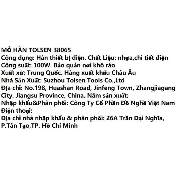 Mỏ hàn Tolsen 38065 100W Màu Đen - Vàng