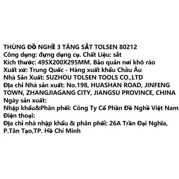 Thùng đồ nghề Tolsen 80212